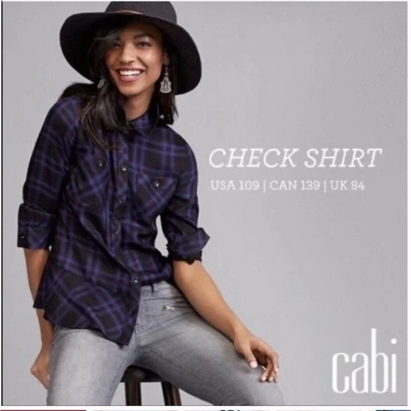 Cabi Moody Plaid Peplum Hem Women’s Button Front Blouse Shirt Top Style 3431 XS - Picture 2 of 11
